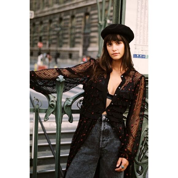 Free People Rose Sheer Maxi Top $228 XS - Picture 6 of 9